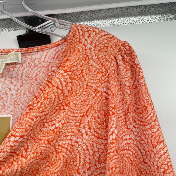 Michael Kors Womens Short Sleeve Blouse Tangerine/White Size Medium New - Picture 4 of 9